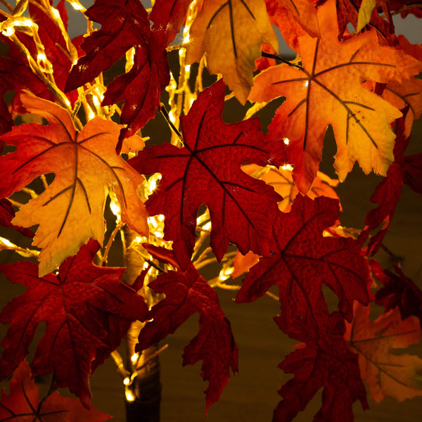 4' Pre-Lit Autumn Weeping Maple Artificial Fall Tree with 180 Warm White LED Lights