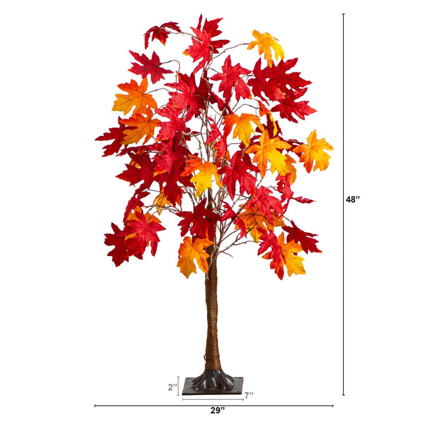4' Pre-Lit Autumn Weeping Maple Artificial Fall Tree with 180 Warm White LED Lights