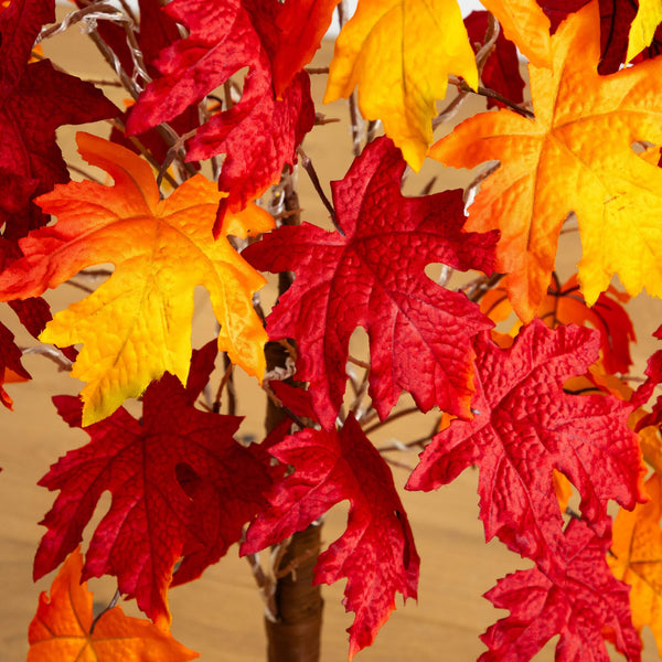 4' Pre-Lit Autumn Weeping Maple Artificial Fall Tree with 180 Warm White LED Lights