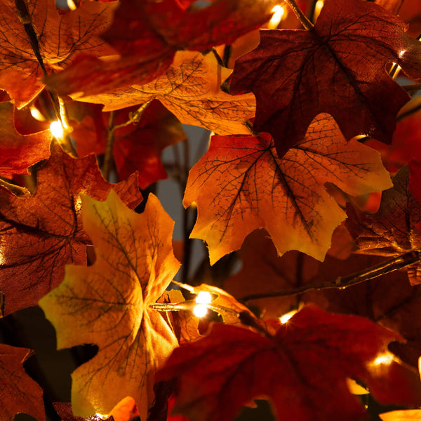 4' Pre-Lit Deluxe Autumn Maple Artificial Fall Tree with 68 Warm White LED Lights