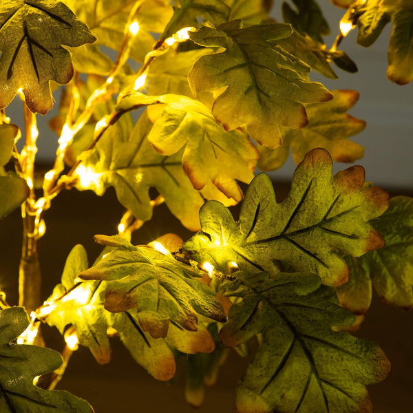 4' Pre-Lit Green Autumn Oak Artificial Fall Tree with 150 Warm White LED Lights