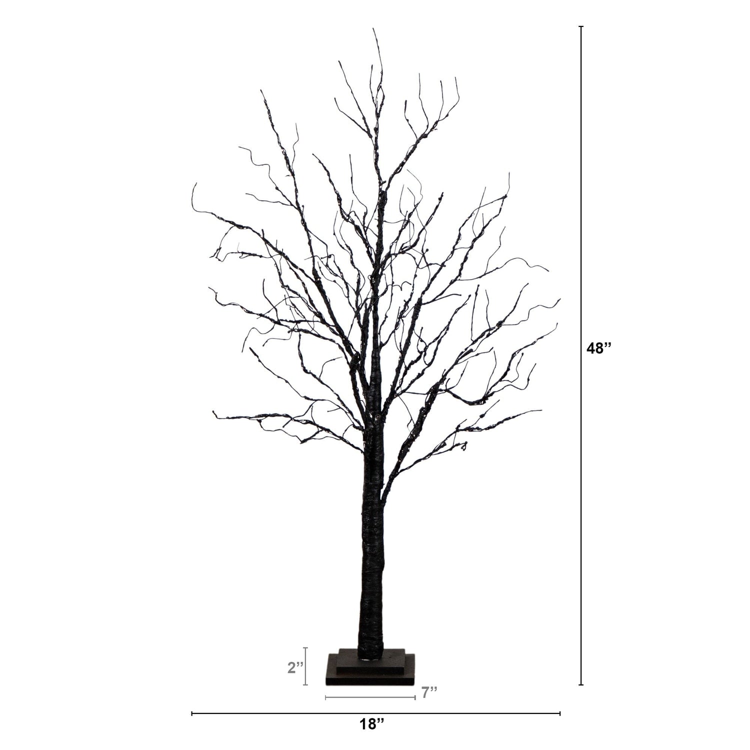 4' Pre-Lit Halloween Black Twig Artificial Tree with 180 Orange & Purple LED Lights