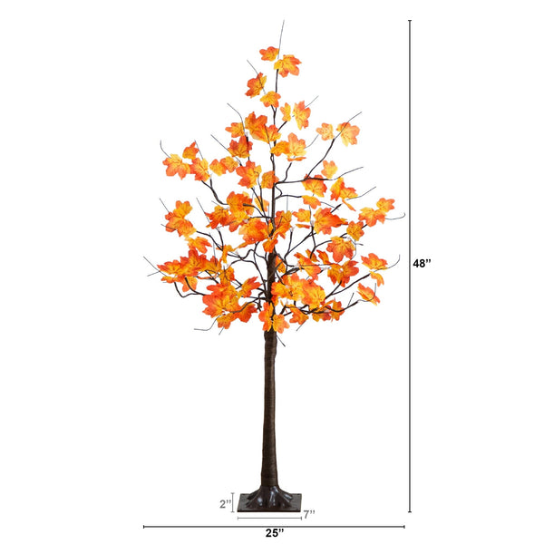 4' Pre-Lit Minimalist Autumn Maple Artificial Fall Tree with 56 Warm White LED Lights