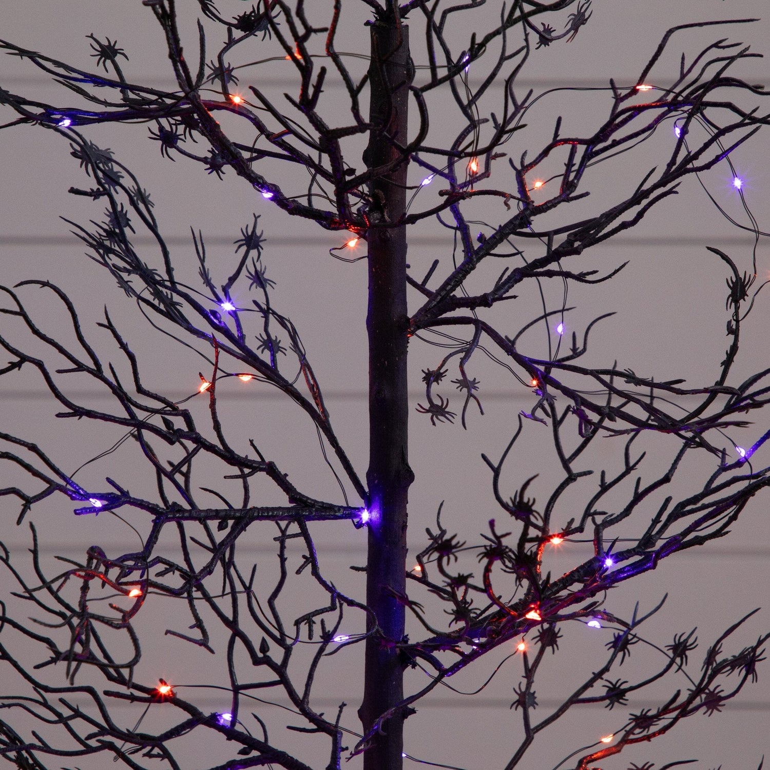 4’ Pre-Lit Artificial Halloween Spider Twig Tree with 100 Orange & Purple LED Lights
