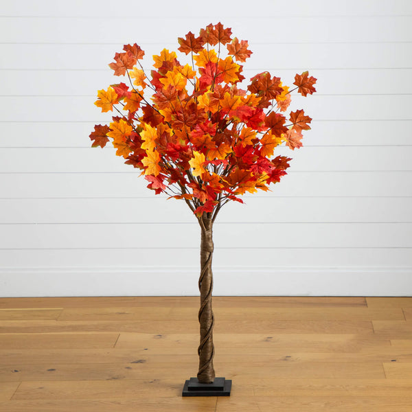4' Pre-Lit Deluxe Autumn Maple Artificial Fall Tree with 68 Warm White LED Lights