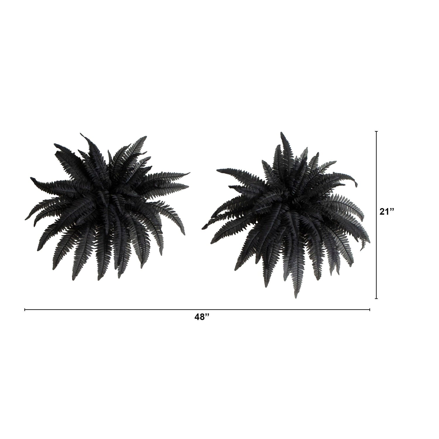 40" Artificial Halloween Black Boston Fern - Set of 2