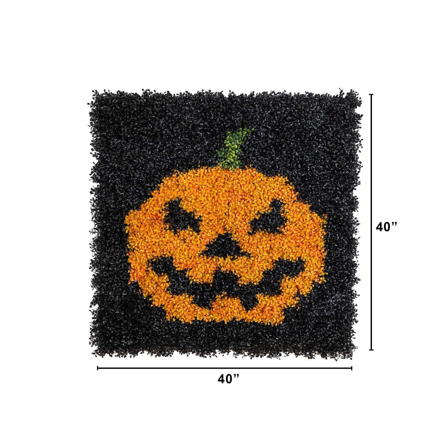 40” x 40” UV Resistant Artificial Halloween Boxwood Jack-o'-Lantern Wall Decor Mat (Indoor/Outdoor)