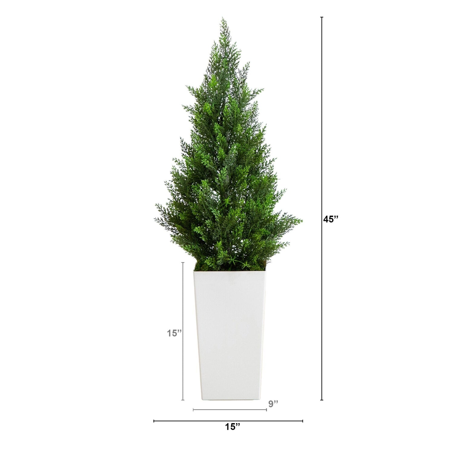45" UV Resistant Artificial Cedar Tree in White Tower Planter (Indoor/Outdoor)
