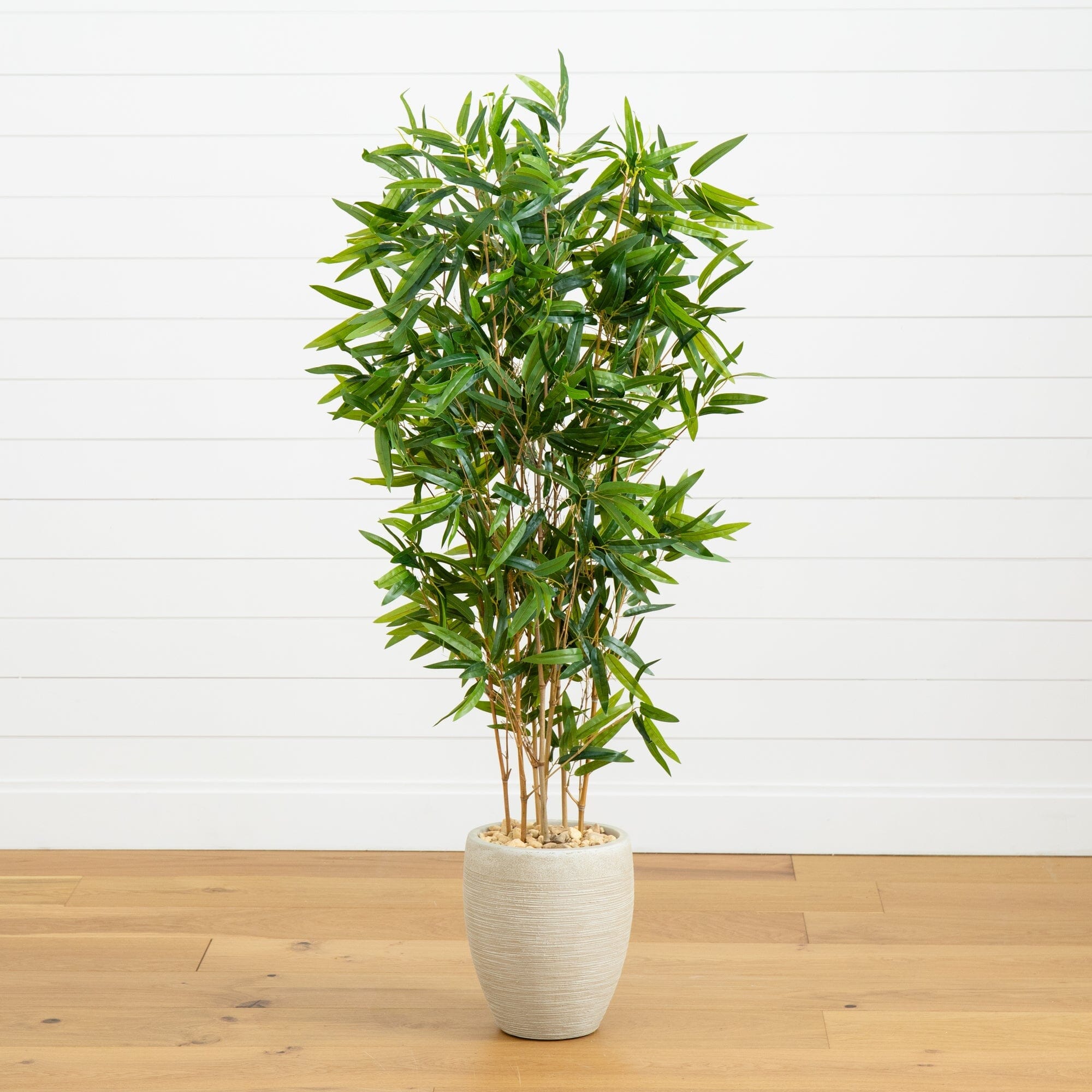 buy indoor bamboo plants 5' Bamboo Artificial Tree in Sand Colored Planter (Real Touch) UV Resistant  (Indoor/Outdoor)