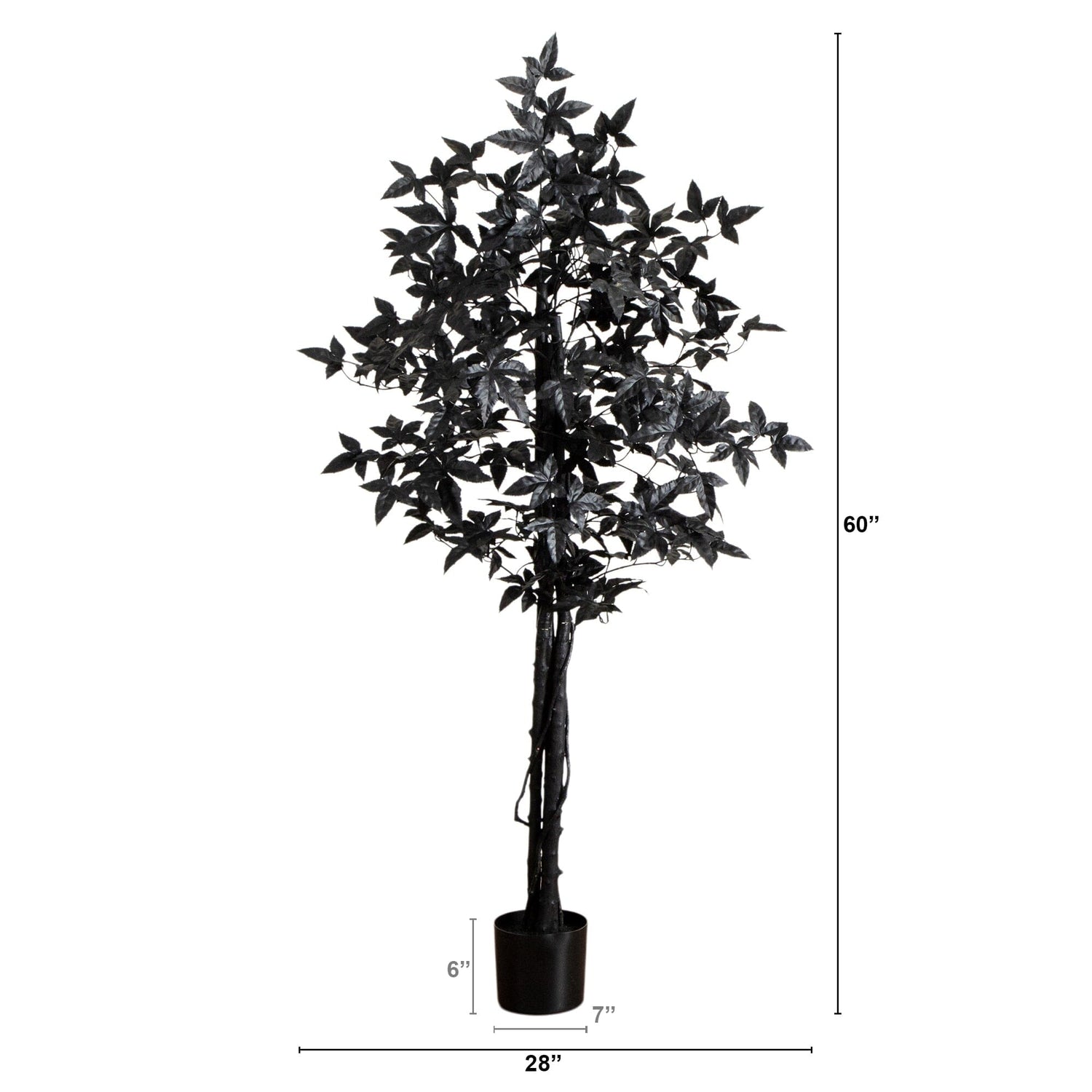 5' Artificial Halloween Black Maple Tree with Natural Trunk
