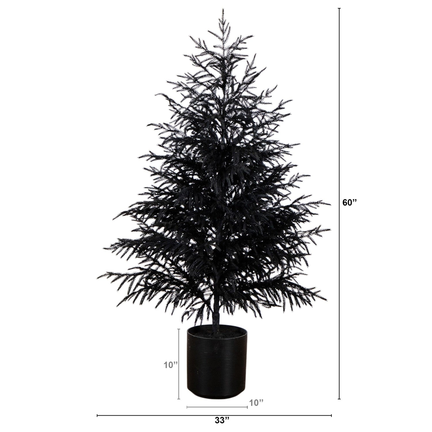 5' Artificial Halloween Real Touch Black Norfolk Pine Christmas Tree with Natural Look