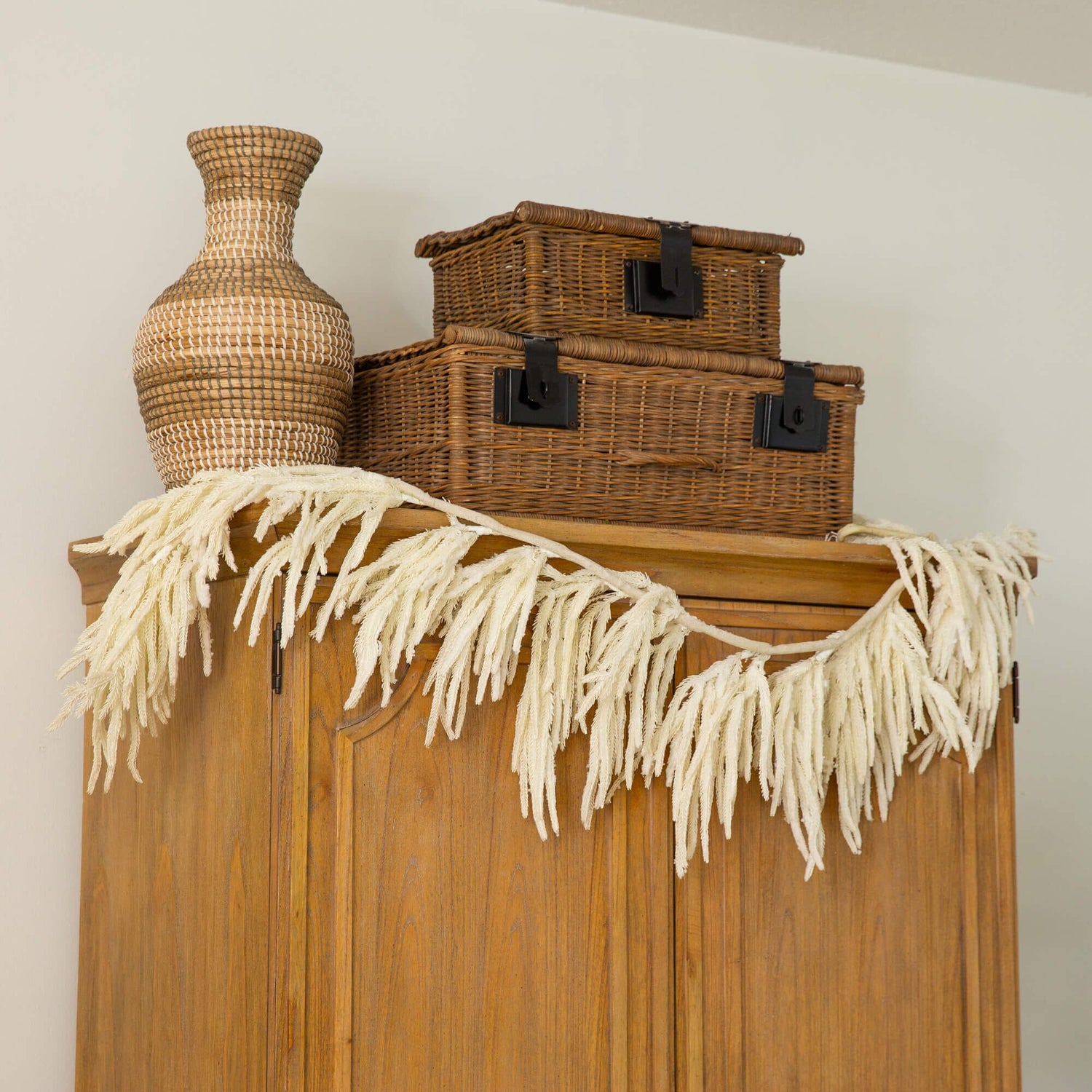 5' Artificial Real Touch White Norfolk Island Pine Garland with Natural Look