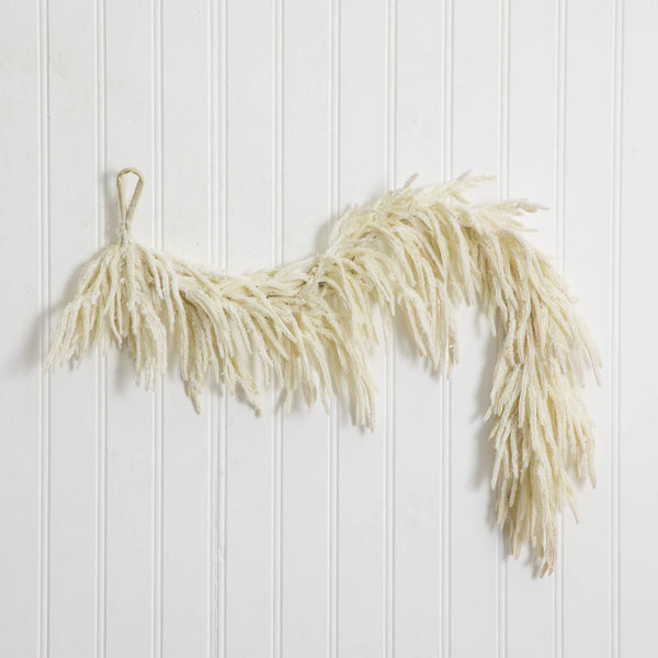 5' Artificial Real Touch White Norfolk Island Pine Garland with Natural Look