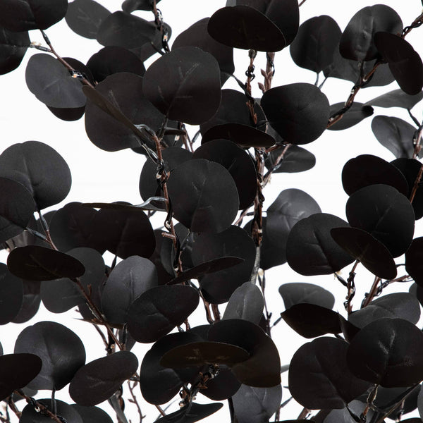 5' Pre-Lit Artificial Halloween Black Eucalyptus Tree with 220 Orange & Purple LED Lights