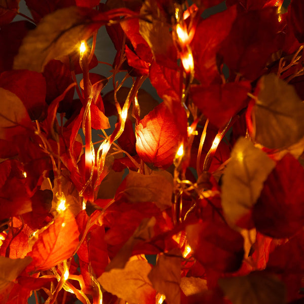5' Pre-Lit Autumn Artificial Fall Tree with 200 Warm White LED Lights