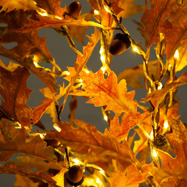 5' Pre-Lit Burnt Orange Autumn Maple Artificial Fall Tree with 240 Warm White LED Lights