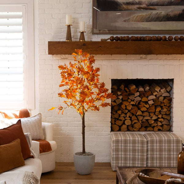 5' Pre-Lit Burnt Orange Autumn Maple Artificial Fall Tree with 240 Warm White LED Lights