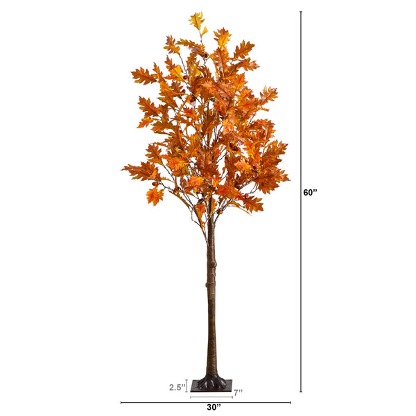 5' Pre-Lit Burnt Orange Autumn Maple Artificial Fall Tree with 240 Warm White LED Lights