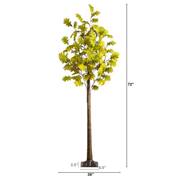 5' Pre-Lit Green Autumn Oak Artificial Fall Tree with 200 Warm White LED Lights