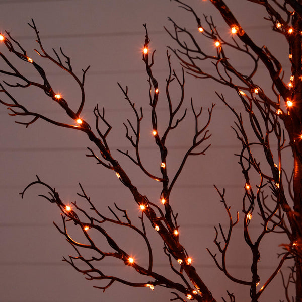 5' Pre-Lit Halloween Minimalist Twig Artificial Fall Tree with 240 Orange & Purple LED Lights