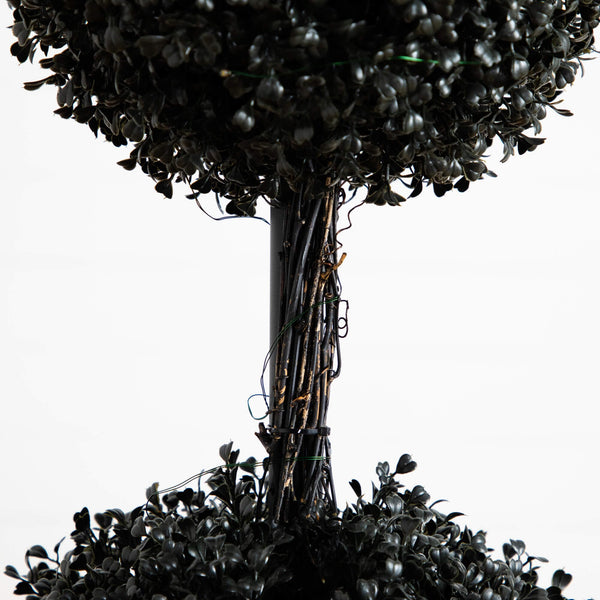 5' UV Resistant Halloween Black Artificial Triple Ball Boxwood Topiary (Indoor/Outdoor)