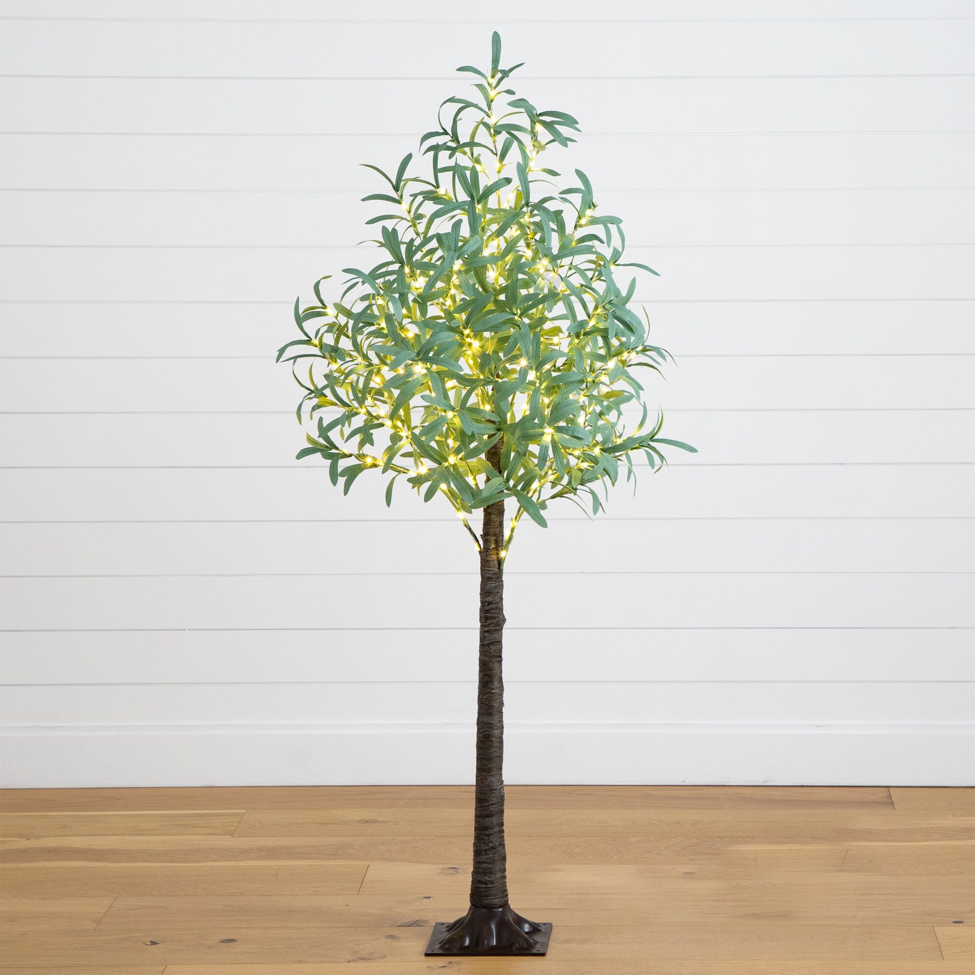 Nearly Natural 5 ft. Pre-Lit Artificial Olive Tree with Warm White LED Lights