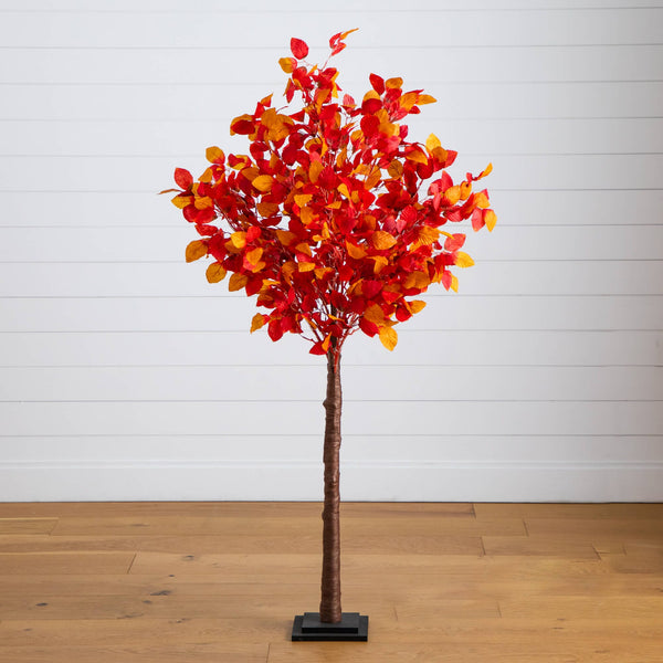 5' Pre-Lit Autumn Artificial Fall Tree with 200 Warm White LED Lights