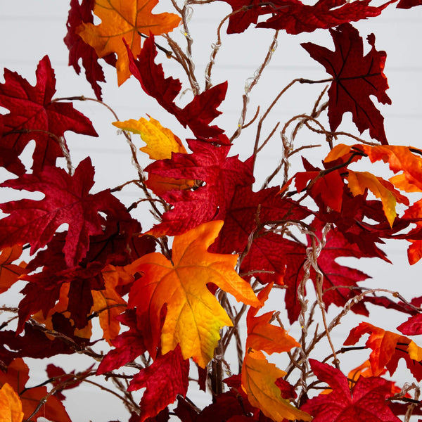 5' Pre-Lit Autumn Weeping Maple Artificial Fall Tree with 240 Warm White LED Lights