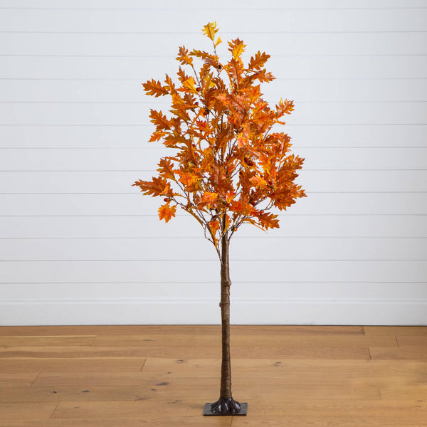 5' Pre-Lit Burnt Orange Autumn Maple Artificial Fall Tree with 240 Warm White LED Lights