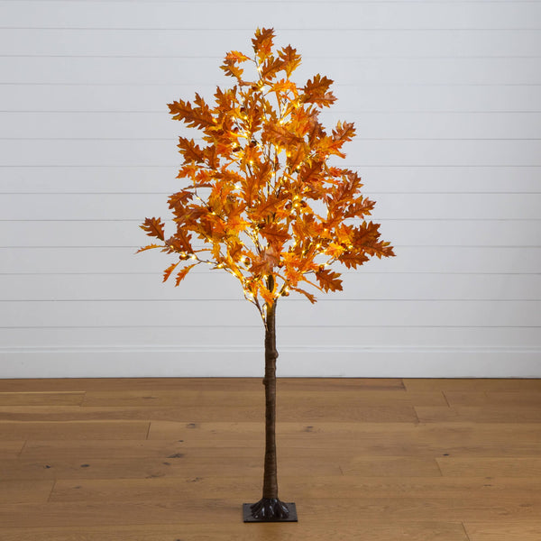 5' Pre-Lit Burnt Orange Autumn Maple Artificial Fall Tree with 240 Warm White LED Lights