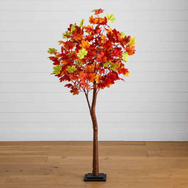 5' Pre-Lit Shades of Autumn Maple Artificial Fall Tree with 270 Warm White LED Lights