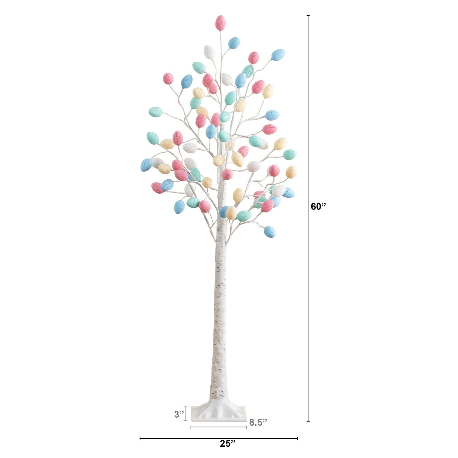 5' Pre-Lit Artificial Easter Twig Tree with 72 Egg Shaped LED Ornaments