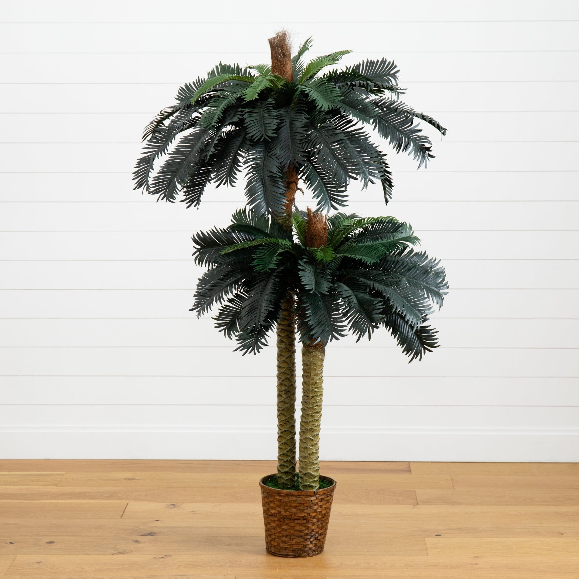 Nearly Natural 6ft & 4ft Sago Palm Double Potted Silk Tree