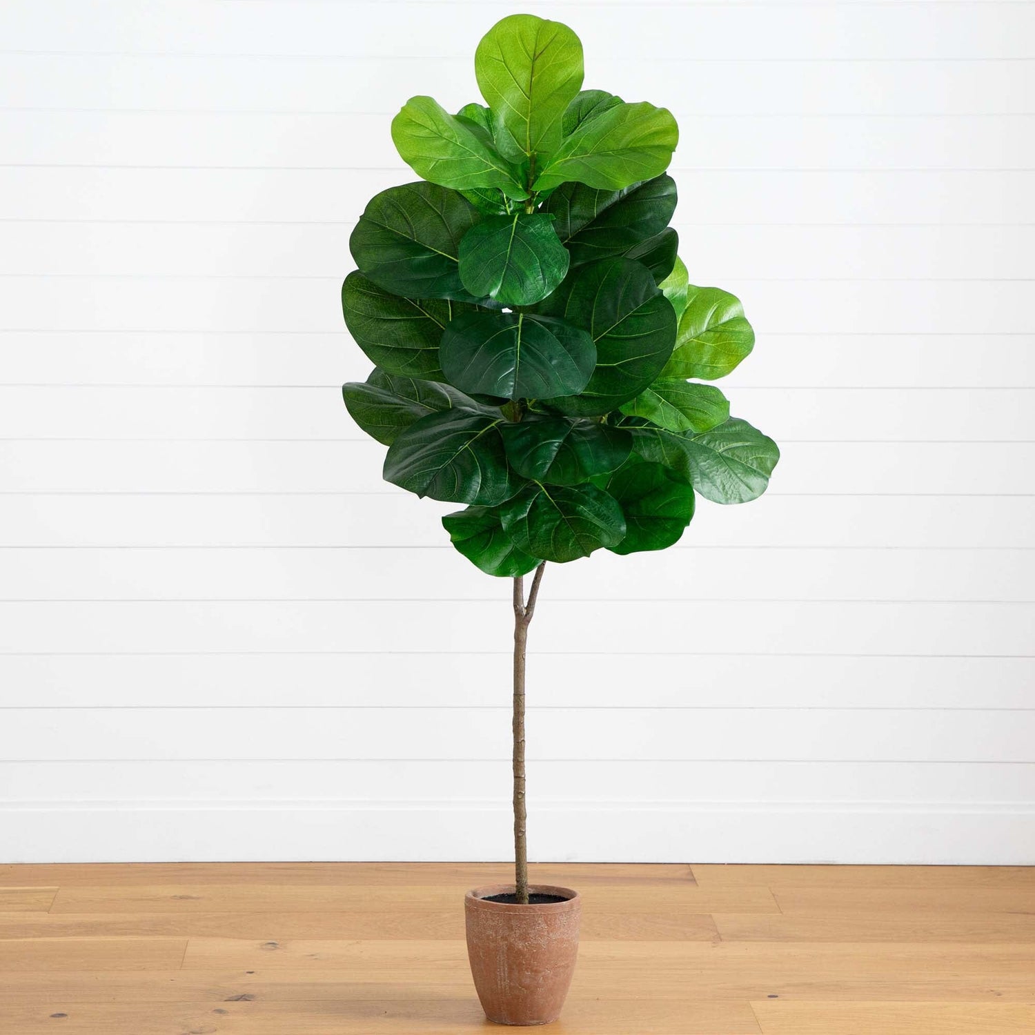 6’ Artificial Giant Leaf Fiddle Leaf Fig Tree in Decorative Planter with Real Touch Leaves