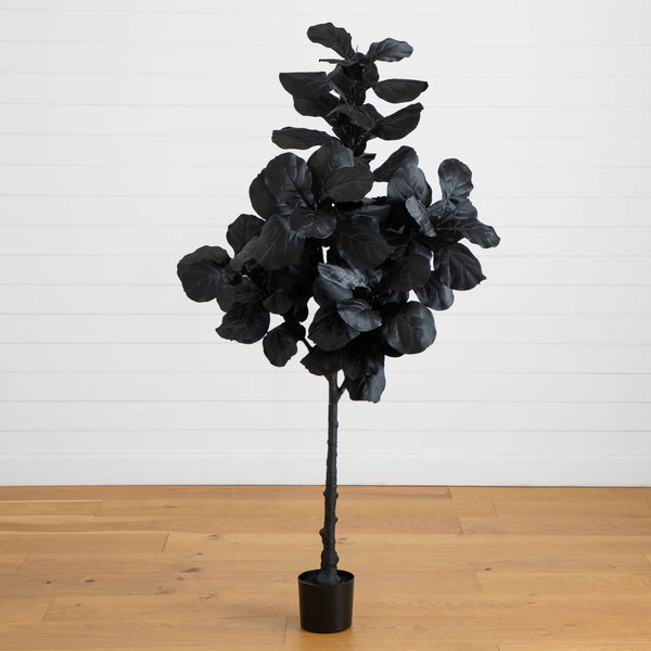 6' Artificial Halloween Black Fiddle Leaf Tree