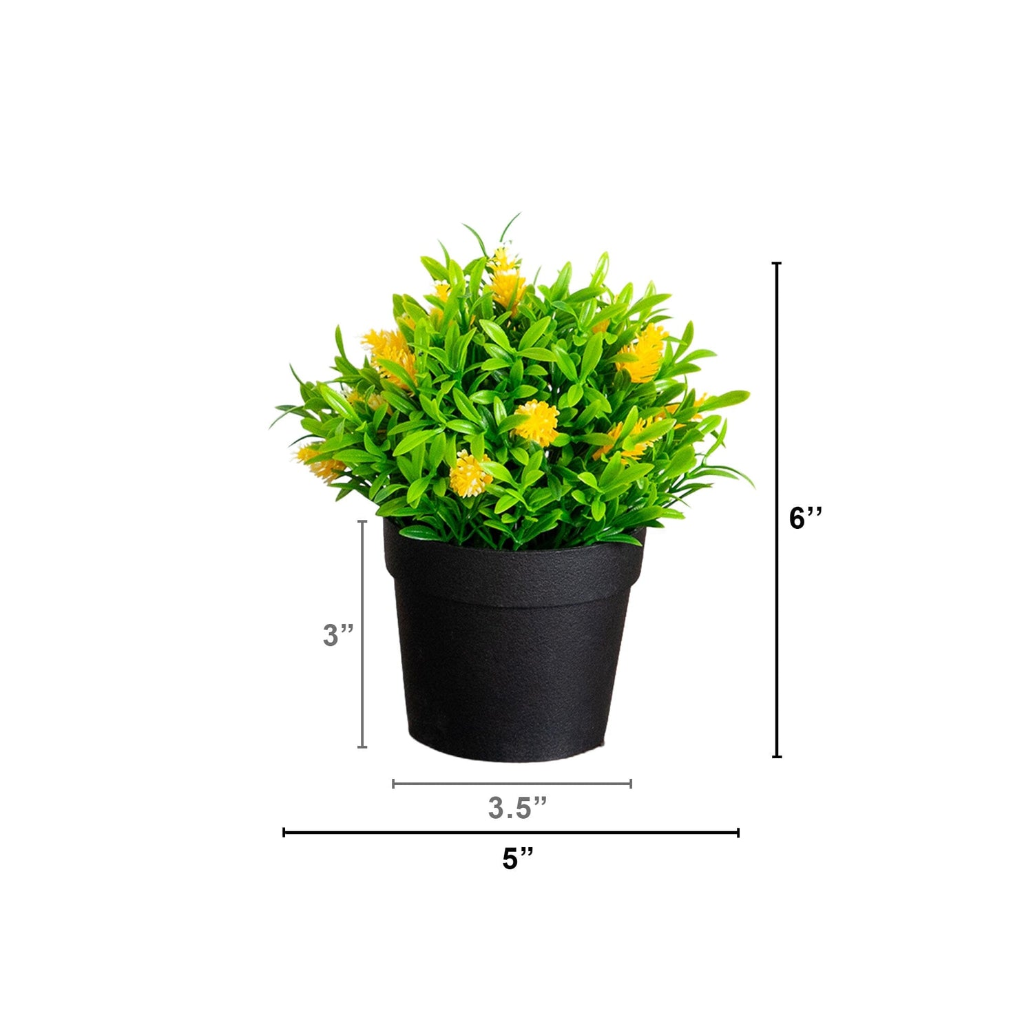 6" Artificial Mini Flowering Plant in Black Pot -Set of 3