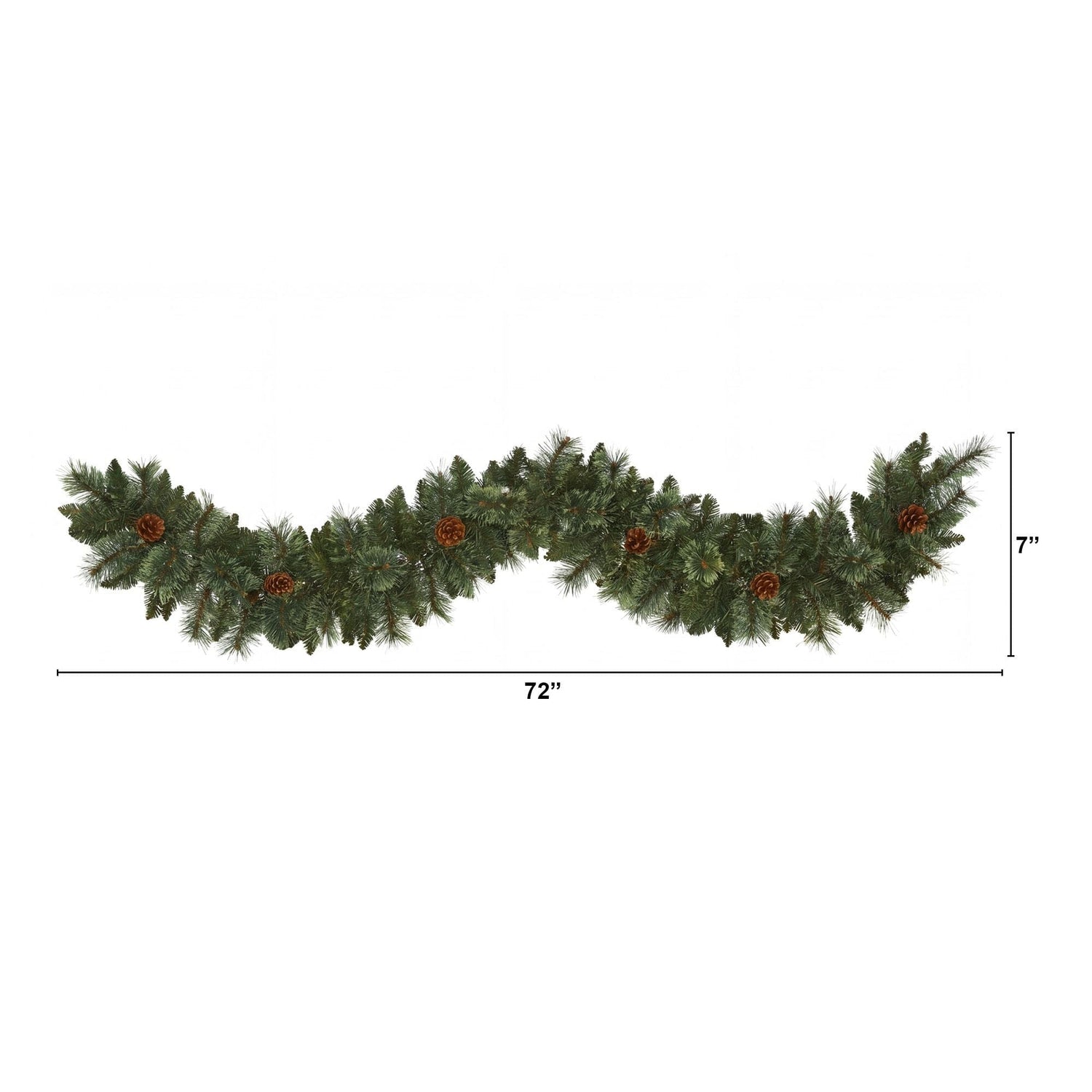 6’ Artificial White Mountain Pine Garland with Pinecones