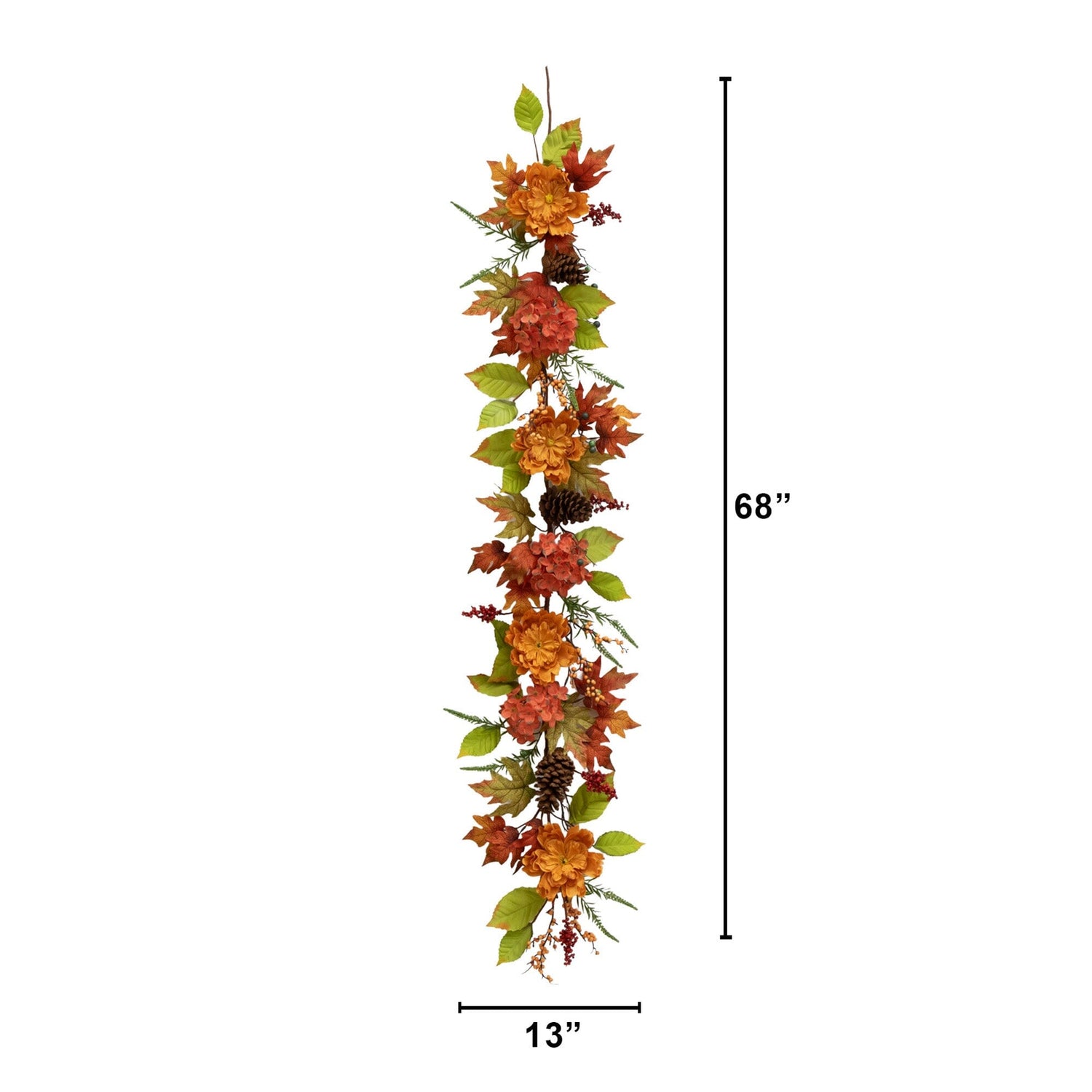 6’ Fall Ranunculus, Hydrangea and Berries Autumn Artificial Garland