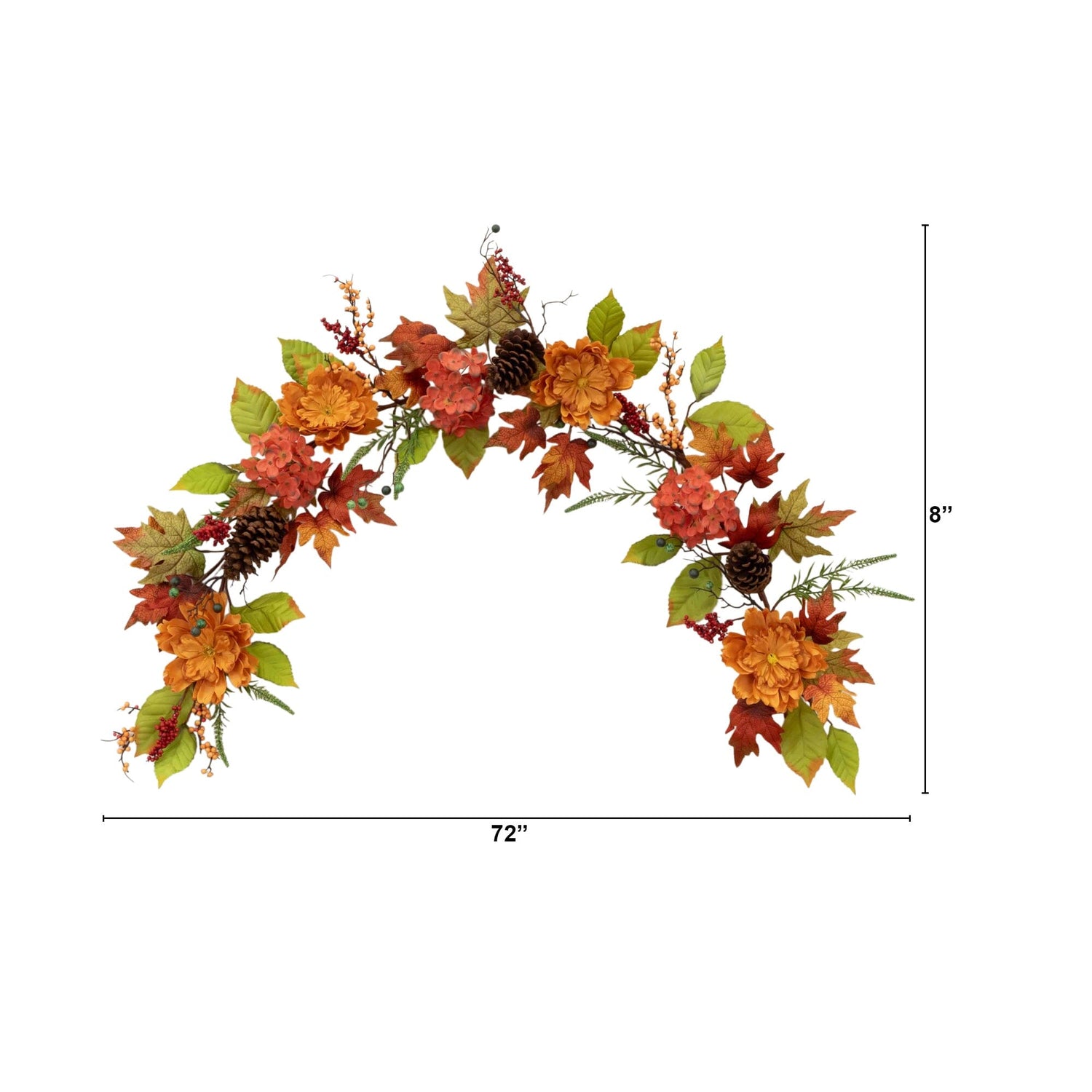 6’ Fall Ranunculus, Hydrangea and Berries Autumn Artificial Garland