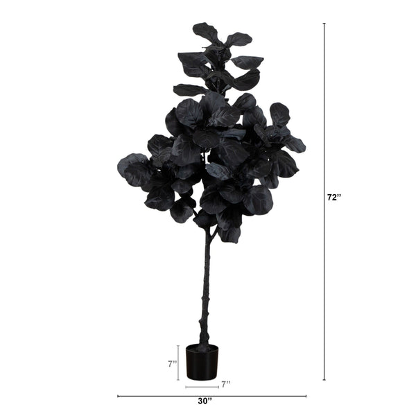 6' Artificial Halloween Black Fiddle Leaf Tree