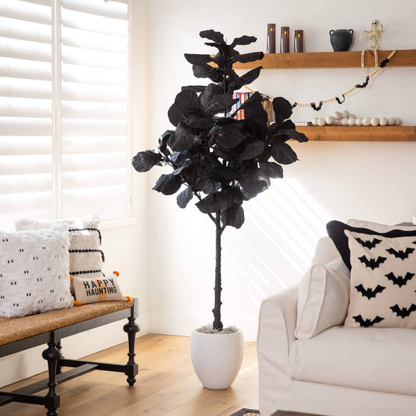 6' Artificial Halloween Black Fiddle Leaf Tree