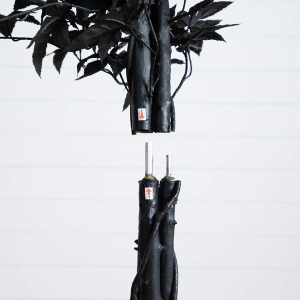 6' Artificial Halloween Black Maple Tree with Natural Trunk