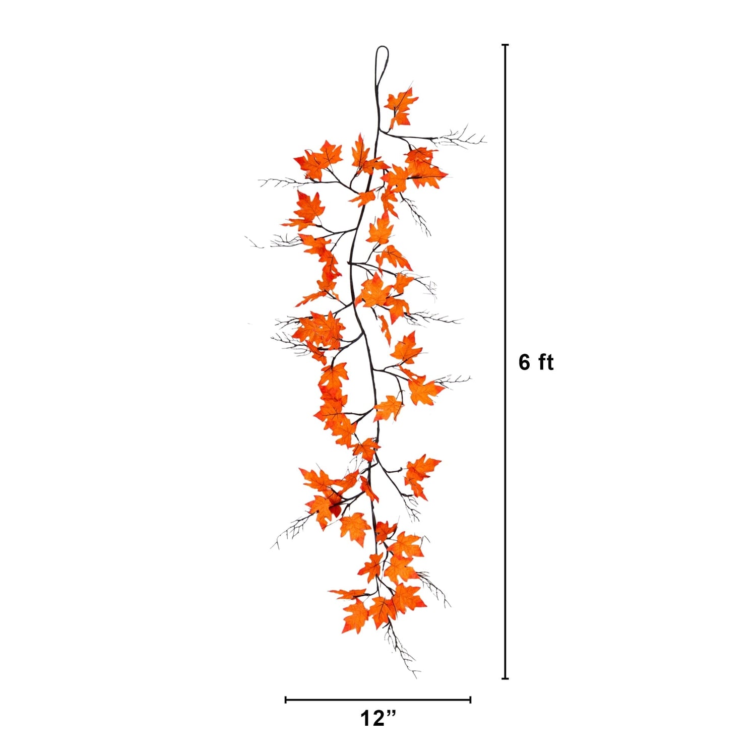 6' Pre-Lit Autumn Maple Artificial Fall Garland with 54 Warm White LED Lights