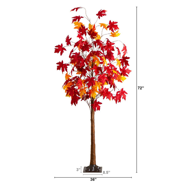 6' Pre-Lit Autumn Weeping Maple Artificial Fall Tree with 300 Warm White LED Lights