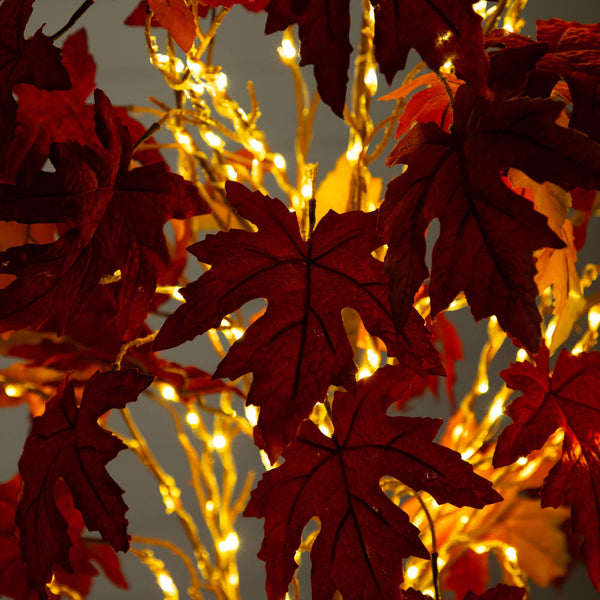 6' Pre-Lit Autumn Weeping Maple Artificial Fall Tree with 300 Warm White LED Lights