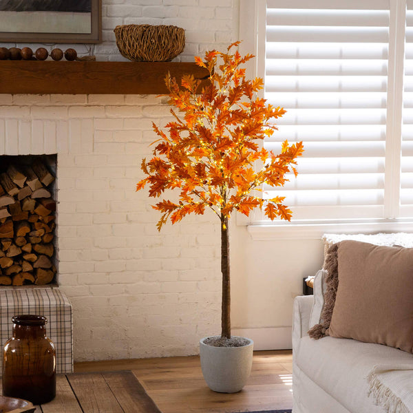 6' Pre-Lit Burnt Orange Autumn Maple Artificial Fall Tree with 300 Warm White LED Lights