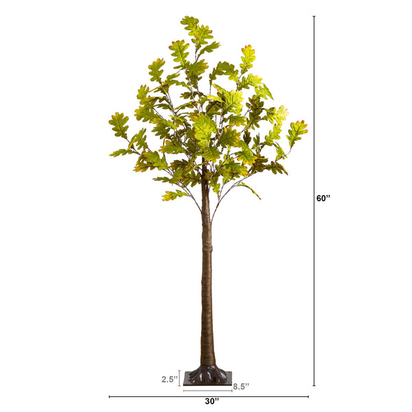 6' Pre-Lit Green Autumn Oak Artificial Fall Tree with 250 Warm White LED Lights
