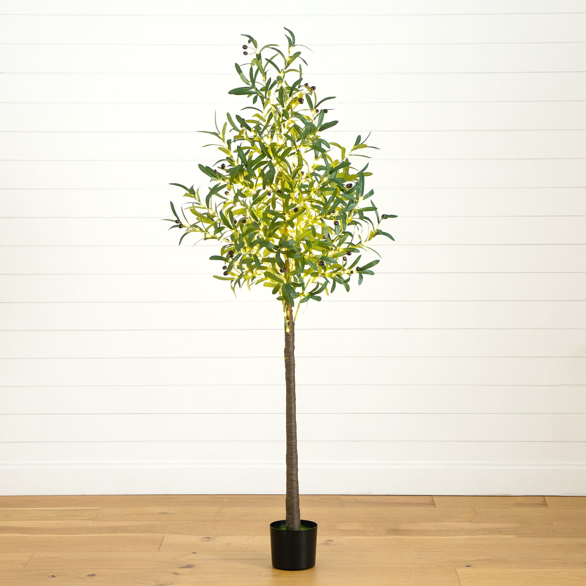 Nearly Natural 6 ft. Pre-Lit Artificial Olive Tree with 300 Warm White LED Lights