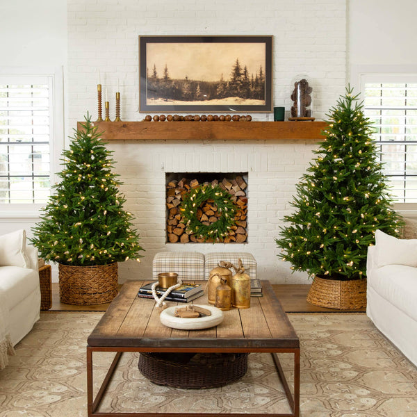 6' Pre-Lit Artificial Luxembourg Pine Christmas Tree with 250 Multicolored Traditional Bulb LED Lights