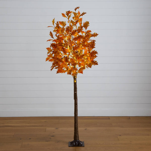 6' Pre-Lit Burnt Orange Autumn Maple Artificial Fall Tree with 300 Warm White LED Lights